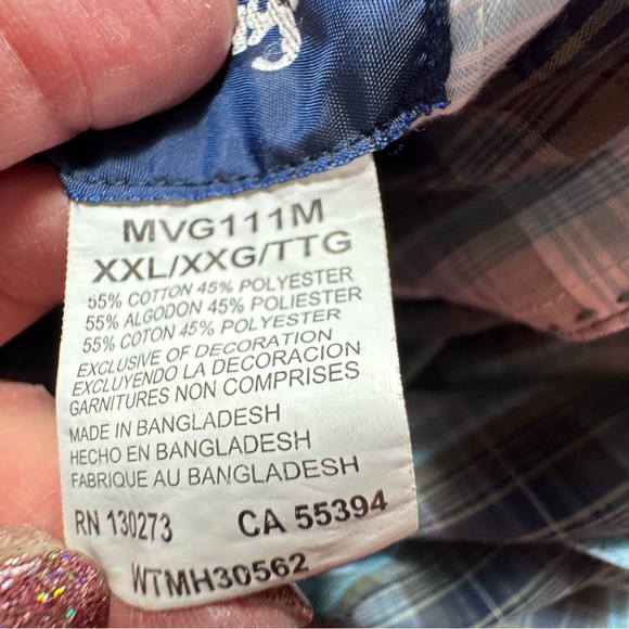 Wrangler Men’s‎ XXL Western Plaid Pearl Snap Long Sleeve Button Down Shirt - Picture 7 of 9